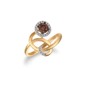 LeVian 14K Yellow Gold H-I SI2 Chocolate Diamond 0.54 cts Cocktail Ring Size 7 - Picture 1 of 4