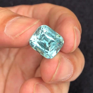 18 kt SELTENER Lagunenturmalin - afghanischer blaugrüner Edelstein, Kissenschliff - Bild 1 von 16