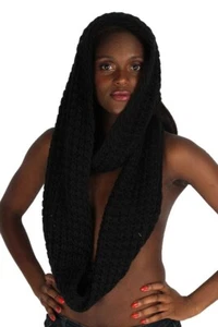 Bufanda infinita tejida de acrílico negra de invierno Delux larga rara joven adulto nueva con etiquetas - Imagen 1 de 1