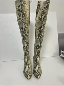 Steve Madden Snake Skin Knee High Block Heel Boots Size UK 6 EU 39 - Picture 1 of 10