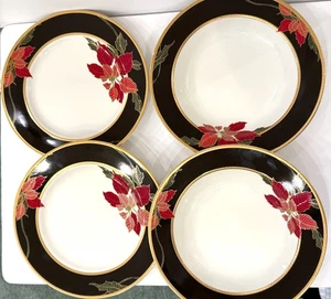 L3467 MIKASA VÍSPERA DE NAVIDAD Juego 2 Platos de Ensalada 8.25" + 8.5" Cuencos de Sopa Poinsettia - Imagen 1 de 5