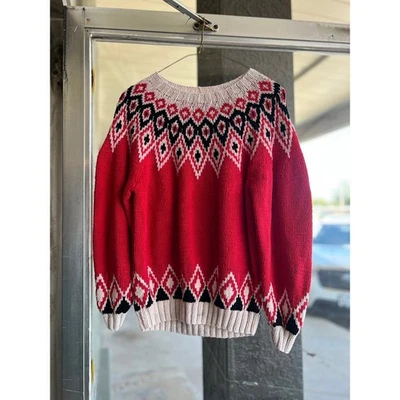 Suéter Vintage Años 80 Gap Kids Rojo Fair Isle Talla XL Foto 1 de 4