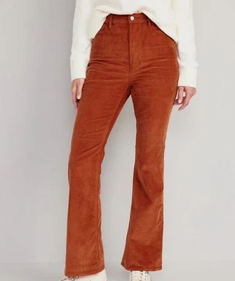 Pantalones de pana Old Navy para mujer 2 tiro alto pierna acampanada marrón nuevos Foto 1 de 4