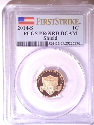 2014-S PCGS PR69RD DCAM Proof Lincoln Shield Cent - 1C - One Cent - First Strike - Image 1 of 2