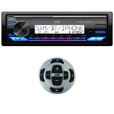 JVC KD-X38MBS 1 DIN Marine Bluetooth USB AUX LED Stereo Receiver with Remote - Image 1 of 4