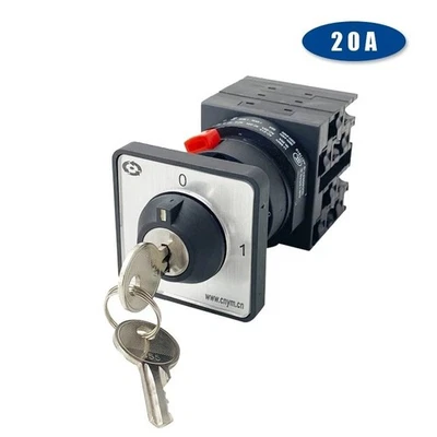 20A Rotary Cam Switch 2 Position 0-1 On-Off 3 Phase Electric Changeover LW42 Key - Image 1 of 4