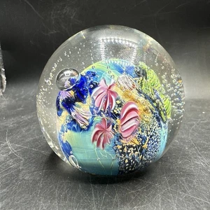 Vintage Josh Simpson Art Glass Signed Inhabited Planet Ocean 3” 1990 5-110 - Picture 1 of 8