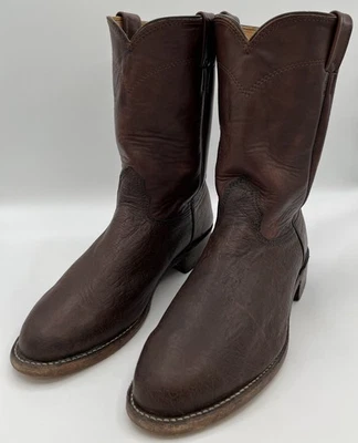 Botas caubói Larry Mahan couro marrom masculino tamanho 8,5 XE (extra largo) - Imagem 1 de 4