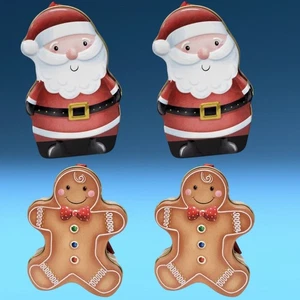 Festive Santa & Gingerbread Gift Tins Filled with Chocolate Coins & Biscuits - Picture 1 of 14