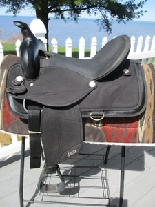16 '' Wide Black abetta 20515W-6 All Rounder Western saddle FQH BARS - Picture 1 of 11