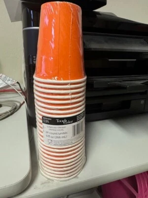 Touch Of Color 24 Count 9oz Hot/Cold Paper Cups Sunkissed Orange New!!! - Image 1 of 2