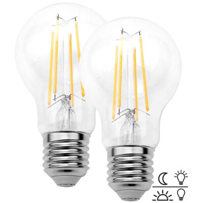 Luminea 2er-Set LED-Filamentlampen, Dämmerungssensor, E27, 8W, 806lm, warmweiß - Bild 1 von 4