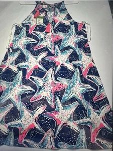 Lilly Pulitzer Margot Swing Dress Indigo Star Struck Sz M Halter Sleeveless NWT - Picture 1 of 5