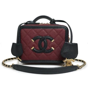 CHANEL CC Filigree Vanity Chain Shoulder Bag Grained calfskin Bordeaux A93342 - Picture 1 of 14
