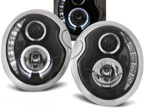 headlights for BMW MINI COOPER 2001 2002 2003 2004 2005 2006 daylight black LHD - Picture 1 of 1