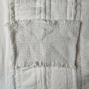 White Ruched Tube Top Crop Shirt Womens Summer - Picture 1 of 2
