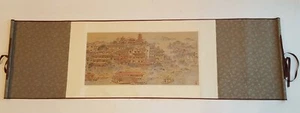 China Silk Culture Scenic Scroll Pagodas, Boats, Sea, Mountain Tapestry & Box - Picture 1 of 11