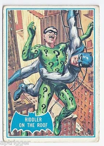 1966 Topps Batman Blue Bat with Bat Cowl Back (37B) Riddler On The Roof - Picture 1 of 2