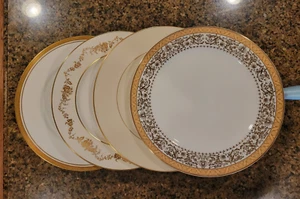 Platos de cena vintage con patrón dorado de China desajustados - Lenox & Aynsley - 4 platos - Imagen 1 de 9