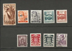 SAAR 40/50er Jahre 8 Marken ungestempelt und 1 Briefmarke gestempelt /T4518 - Bild 1 von 1