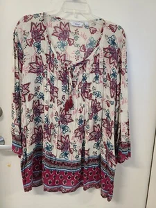 Camicetta indaco "crema/teal/bordeaux boho" - TG. L - Foto 1 di 5