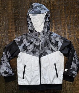 Russell Windbreaker Rain Jacket Size 8 Medium Boy’s Gray & Black - Picture 1 of 3