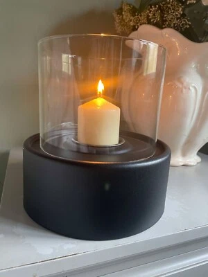 Hurricane Lantern Candle Holder Black Glass Table top Garden Decoration 20x20cm - Image 1 of 4