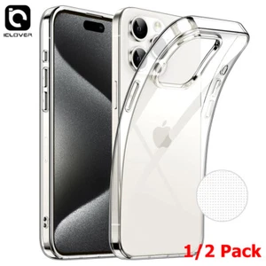 1/2Pc For iPhone 15 Pro Max Plus Clear Case Silicone Slim Soft Shockproof Cover - Picture 1 of 8