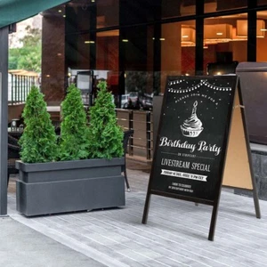 Large Chalkboard Blackboard A-Frame Sidewalk Chalk Board Restaurant Black 40" - Picture 1 of 7