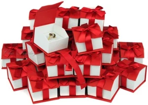 20pc Ring Gift Boxes Red Ring Gift Boxes Showcase Ring Box Magnetic Ribbon Box - Picture 1 of 6