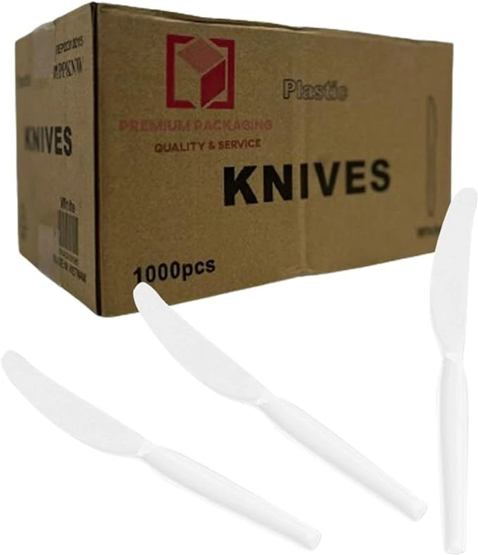Cuchillos de plástico desechables a granel blancos de un solo uso, para fiestas, restaurantes, delicatessen Foto 1 de 4