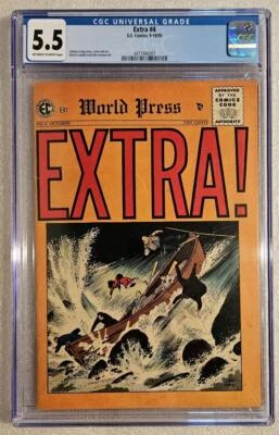 Extra! #4 CGC 5.5 FN-  (EC Comics, 1955)  Johnny Craig, Reed Crandall, Severin - Image 1 of 3