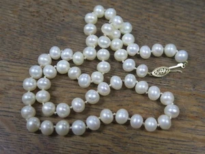 Vintage Nachlass Schmuck - 14K Gelbgold Verschluss Perlenkette 18" - Bild 1 von 10