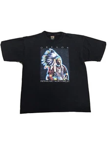 Vintage OREGON INDIAN ART shirt Sz Large Native American Headdress - Picture 1 of 5
