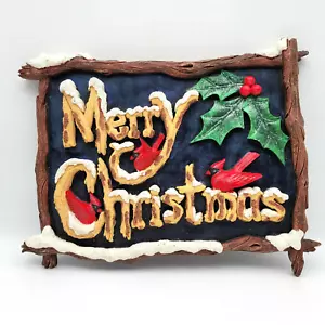 Kurt S. Adler Merry Christmas Cardinal & Holly Wall Hanging Plaque 11.5" x 9" - Picture 1 of 10