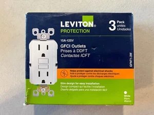 3 Pack of Leviton Protection GFCI Outlets -White- (15A-125V) GFNT1-3W - Picture 1 of 3