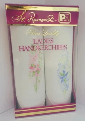 Juego De 2 Pañuelos De Colección St Remonse Paris Fina Calidad Damas Nuevos Foto 1 de 4
