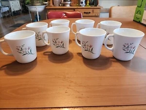 Set Of 8 Corning Ware Corelle Coffee Cup Mug Rosemarie Pink Tulip Mauve Flower - Picture 1 of 5