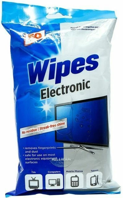 50pc Electronic Screen Wipes No Residue Fingerprints Dust Phone TV Computer UK