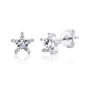 Star Earrings Created with Zircondia® Crystals by Philip Jones - Picture 1 of 6