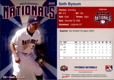 Seth Bynum 2008 Choice Potomac Nationals #4 Card *AutographDen*