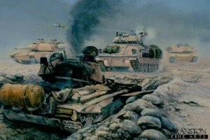 Operation Desert Storm military Art post card Battle of 73 Easting, Iraq War - Picture 1 of 1