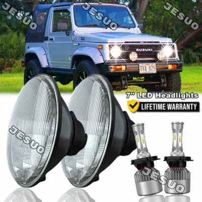 For 1986-1995 Suzuki Samurai SJ410 Pair 7Inch LED Round Headlight HI Lo Beam DRL - Image 1 of 4