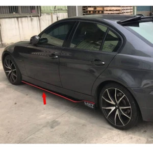 MATTE BLACK FIT FOR BMW E90 SEDAN 2006-2011 SIDE SKIRTS BODY KITS 2PCS - Picture 1 of 4