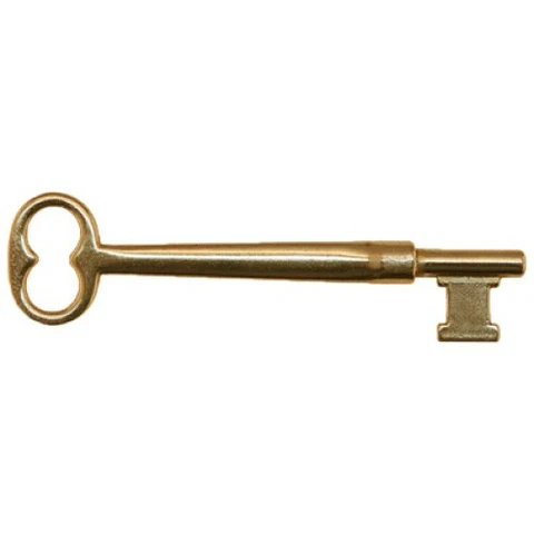 Solid Brass Skeleton Key w/Double Notched Bit for House Doors with Mortise Lock Cover