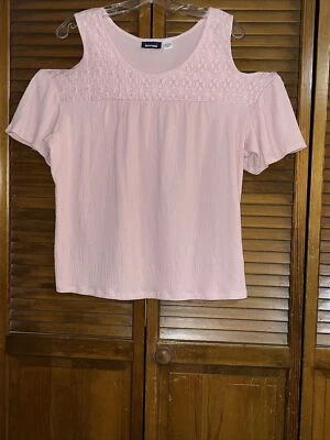 Основные издания XL розовый Peekaboo плеча верхний кружевной завышенной талии/короткий рукав новый без ЯРЛЫКОВ - Изображение 1 из 4