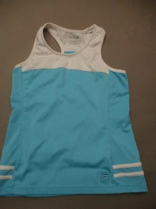 FILA Size M(8-10) Girls Blue Round Neck Stretch Athletic Racer Back Tank Top 323 - Picture 1 of 5