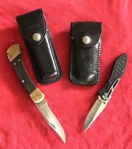 BUCK 110 (4 DOTS) & COLT CTO-102 VINTAGE KNIVES WITH BLACK CASES - EXCELLENT - Picture 1 of 12