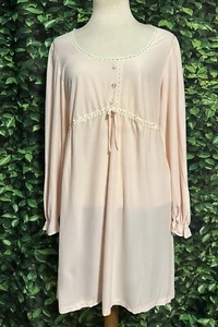 Vintage Form Fit Rogers Fleece Nightgown Pink Long Sleeve Womens 12-14 - Picture 1 of 6