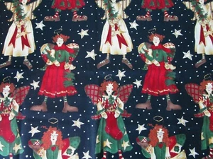 🎄 Vintage "Ragg Angels" Fabric * 35 1/2" * Alexander Henry 1994 * HTF 🎄 - Picture 1 of 4